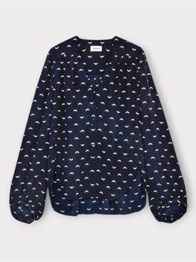ZADIG & VOLTAIRE NWT Turin 100% Silk Blouse in Marine. Size Small